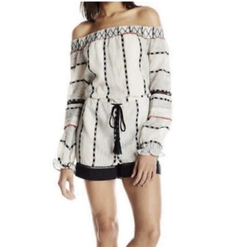 Hei Hei LaRue Embroidered Off Shoulder Romper Long Sleeve Size S Wool Blend